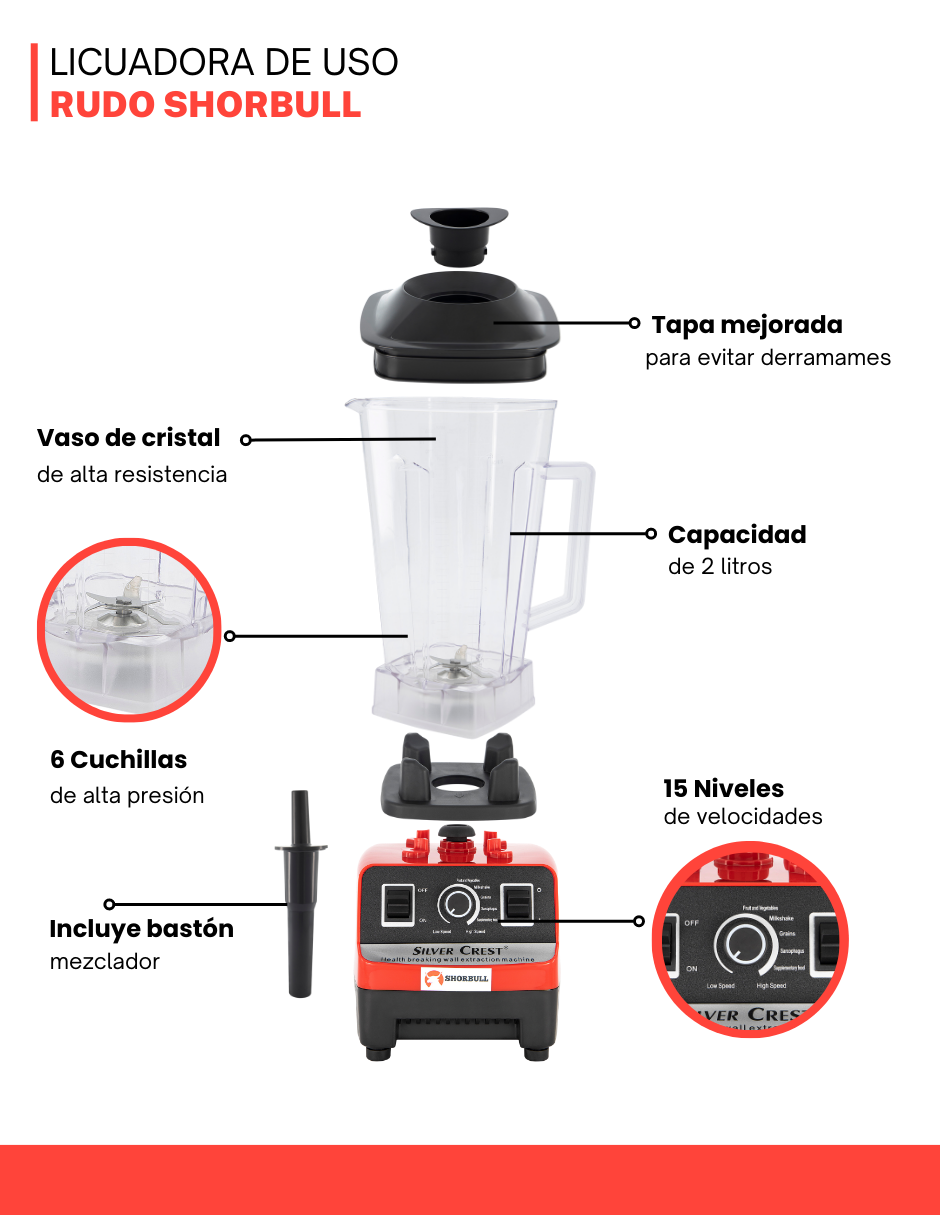 🌀 Licuadora Shorbull 4500W – Potencia Profesional