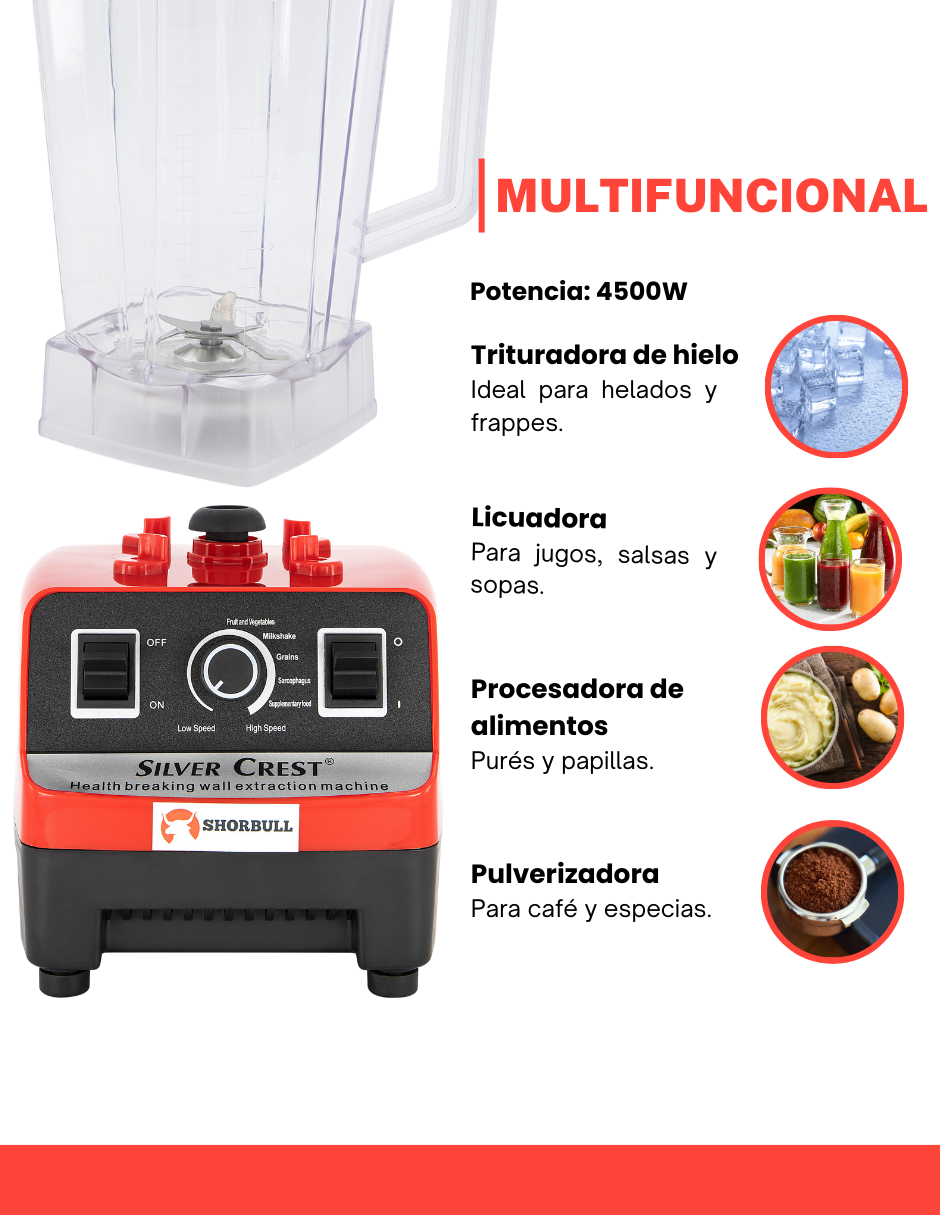🌀 Licuadora Shorbull 4500W – Potencia Profesional