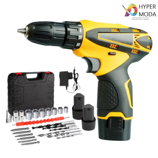 Taladro Amarillo Inalámbrico con Batería Recargable